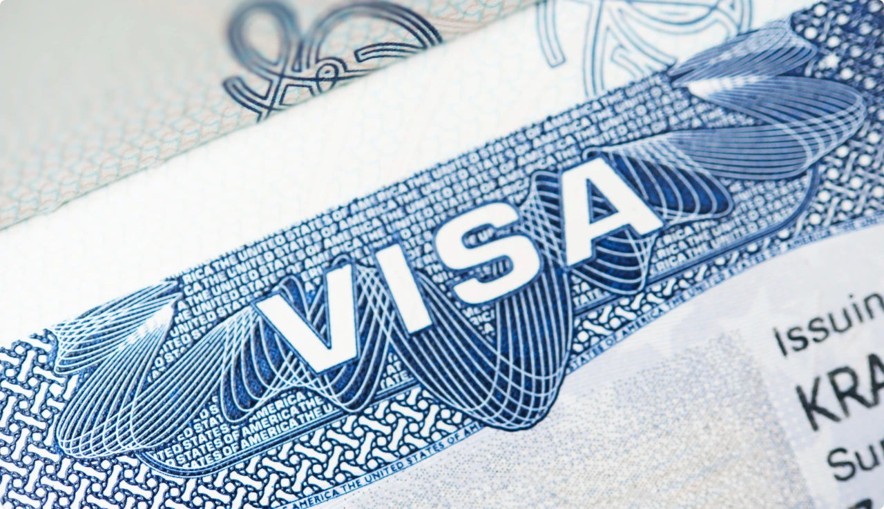 Primer plano de una visa de Estados Unidos